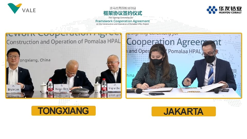 Vale dan Huayou Tandatangani Perjanjian Kerangka Kerjasama untuk Proyek HPAL Pomalaa di Indonesia