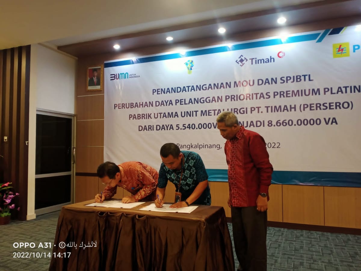 Amankan Pasokan Listrik Untuk Ausmelt Furnace, PT Timah,Tbk Gandeng PT PLN