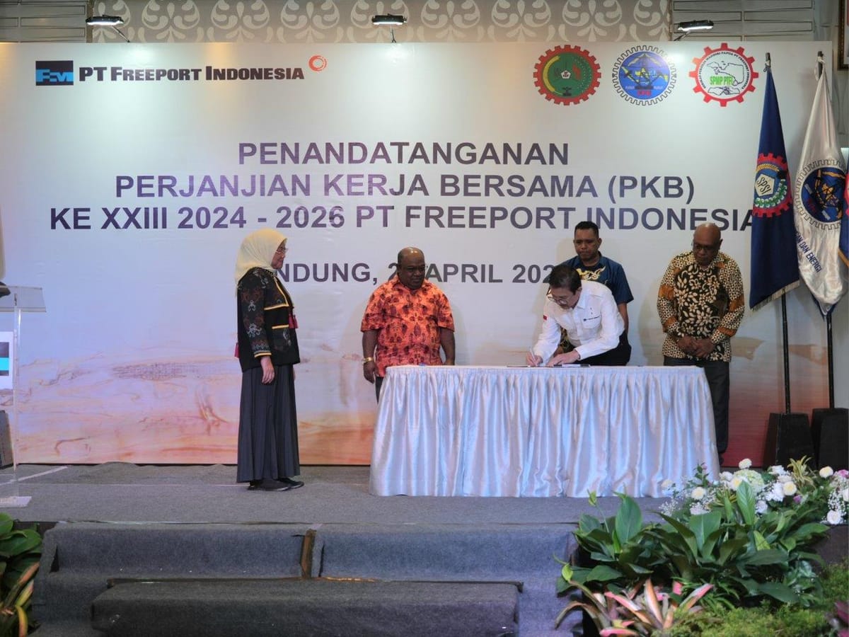 PTFI Tandatangani PKB Dengan Tiga Ketua Serikat Pekerja