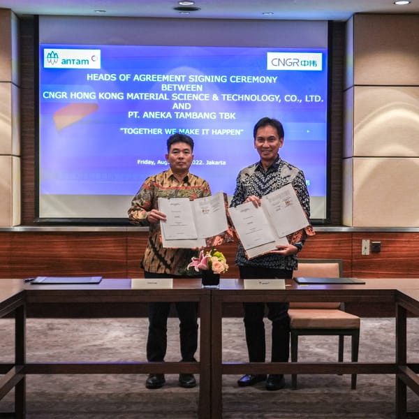 Gandeng CNGR, ANTAM Tandatangani Perjanjian Kerja Sama Pembangunan Teknologi Produksi Nikel
